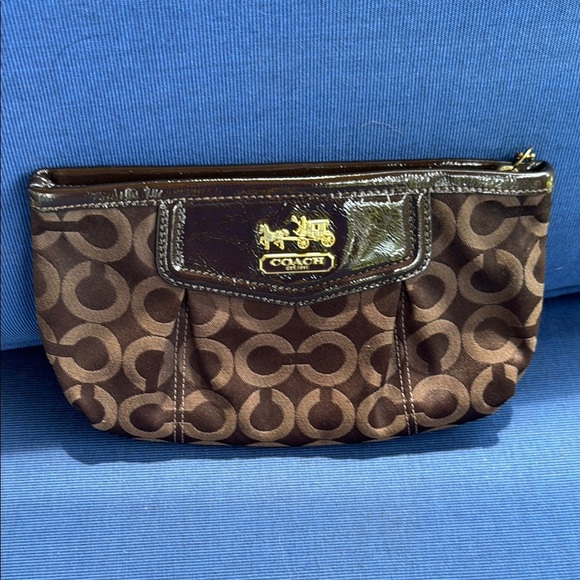 Coach Brown Monogram Clutch - Picture 1 of 3